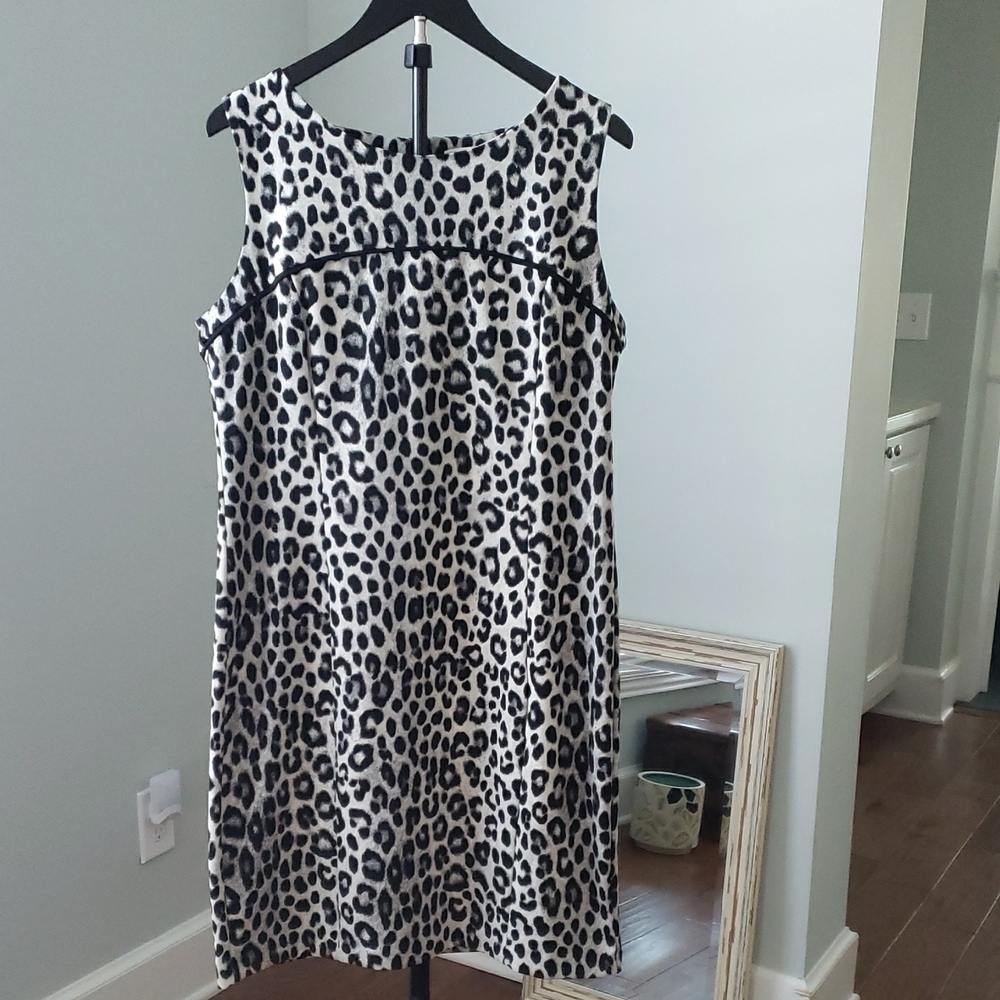 MICHAEL Michael Kors Black and Cream Leopard-Print Sleeveless Midi Dress